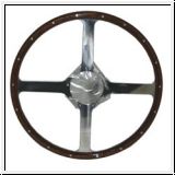 Steering wheel, 16'', classic 4 spoke laminated  walnut  -  XK