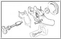 Water pump assembly, new  -  E-Type S1 3.8, MK2, Misc