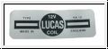 Lucas label, ignition coil  -  AH BH BN1-BJ8
